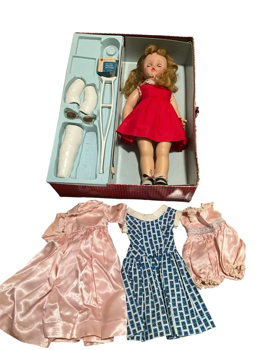 Madame Alexander Blonde Doll in Red Dress with Medical Accessories